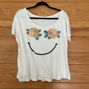 Wildfox rose eye smiley face drapey graphic t shirt